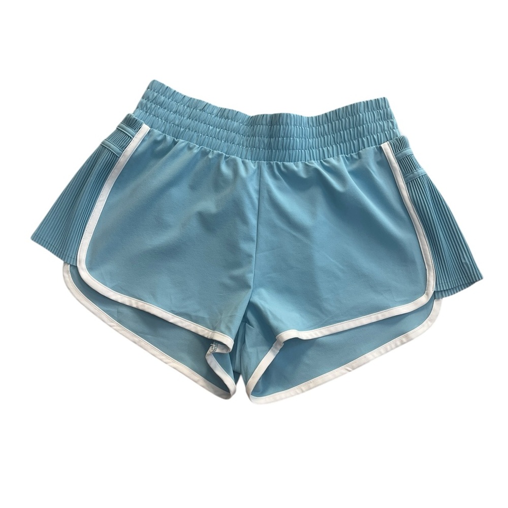 All in Motion Mid Rise Dolphin Running Shorts Light Blue White Trim Women’s M - Picture 4 of 15